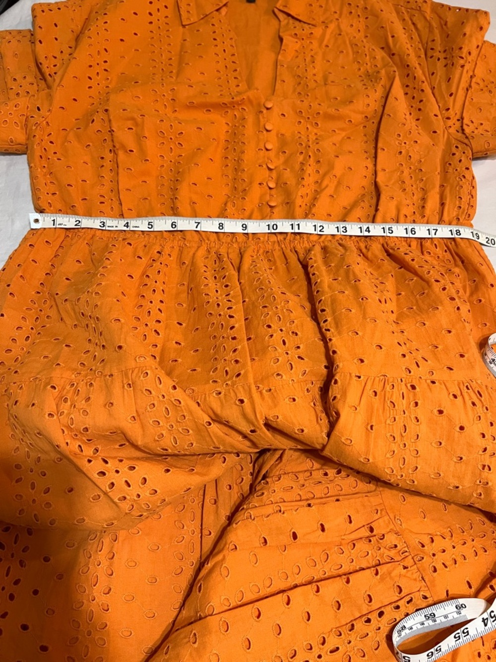 ELOQUII Elements Orange Cotton Eyelet Tiered Midi Dress Size 16 Boho Cottagecore - Picture 9 of 9